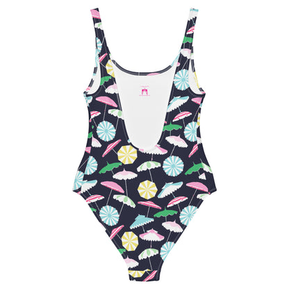Beach Umbrella Party Coastal Preppy One-Piece Swimsuit