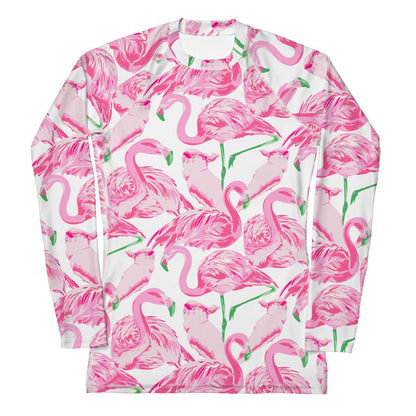 Palm Springs Flamingo Coastal Preppy Women's Rash Guard UPF 50+