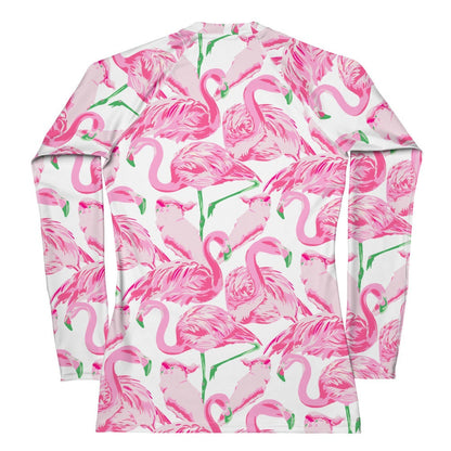 Palm Springs Flamingo Coastal Preppy Women's Rash Guard UPF 50+