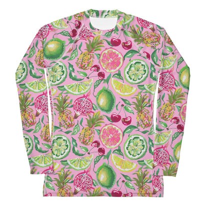 Palm Beach Fruit Bowl UPF 50+ rash guard in pink by The Happy Fun Shop, photo 1 of 6