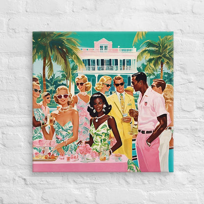 Palm Beach Party Coastal Preppy Canvas Wall Art