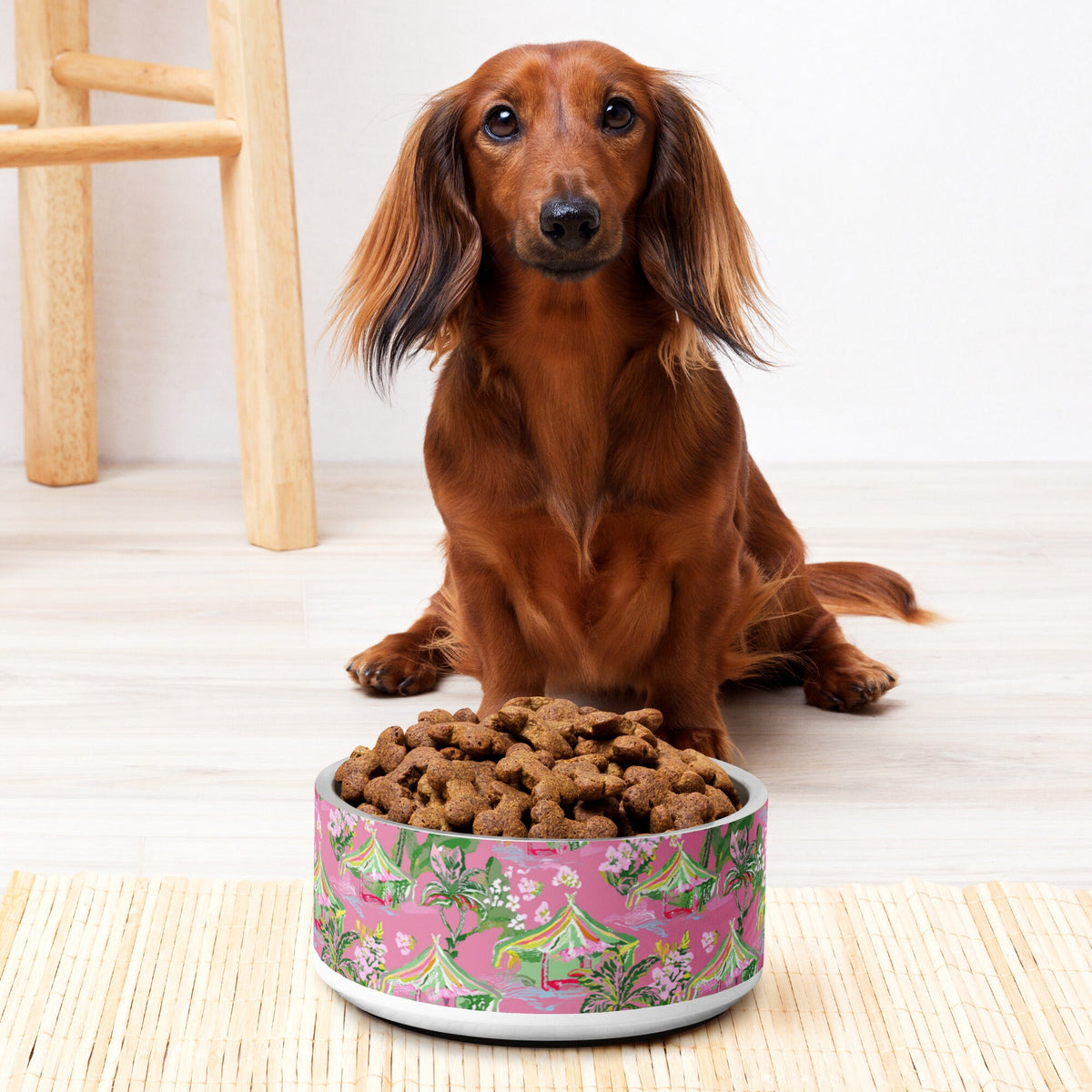 Palm Beach Tiki Hut Coastal Preppy Pet bowl