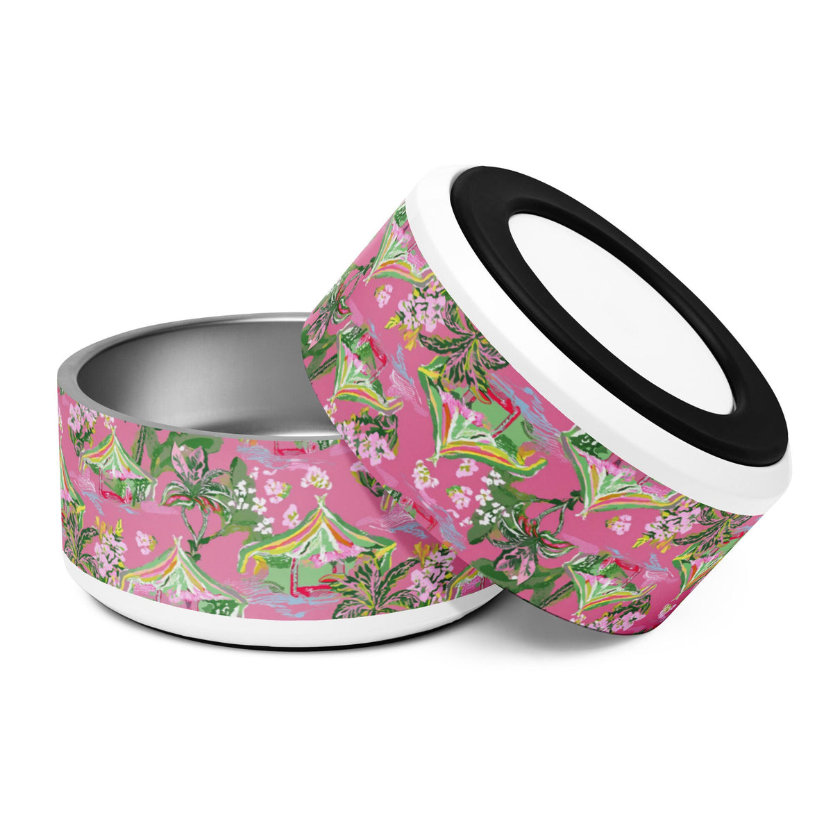 Palm Beach Tiki Hut Coastal Preppy Pet bowl