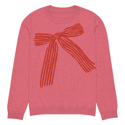 Holiday Take a Bow Pink Knitted Crew Neck Sweater