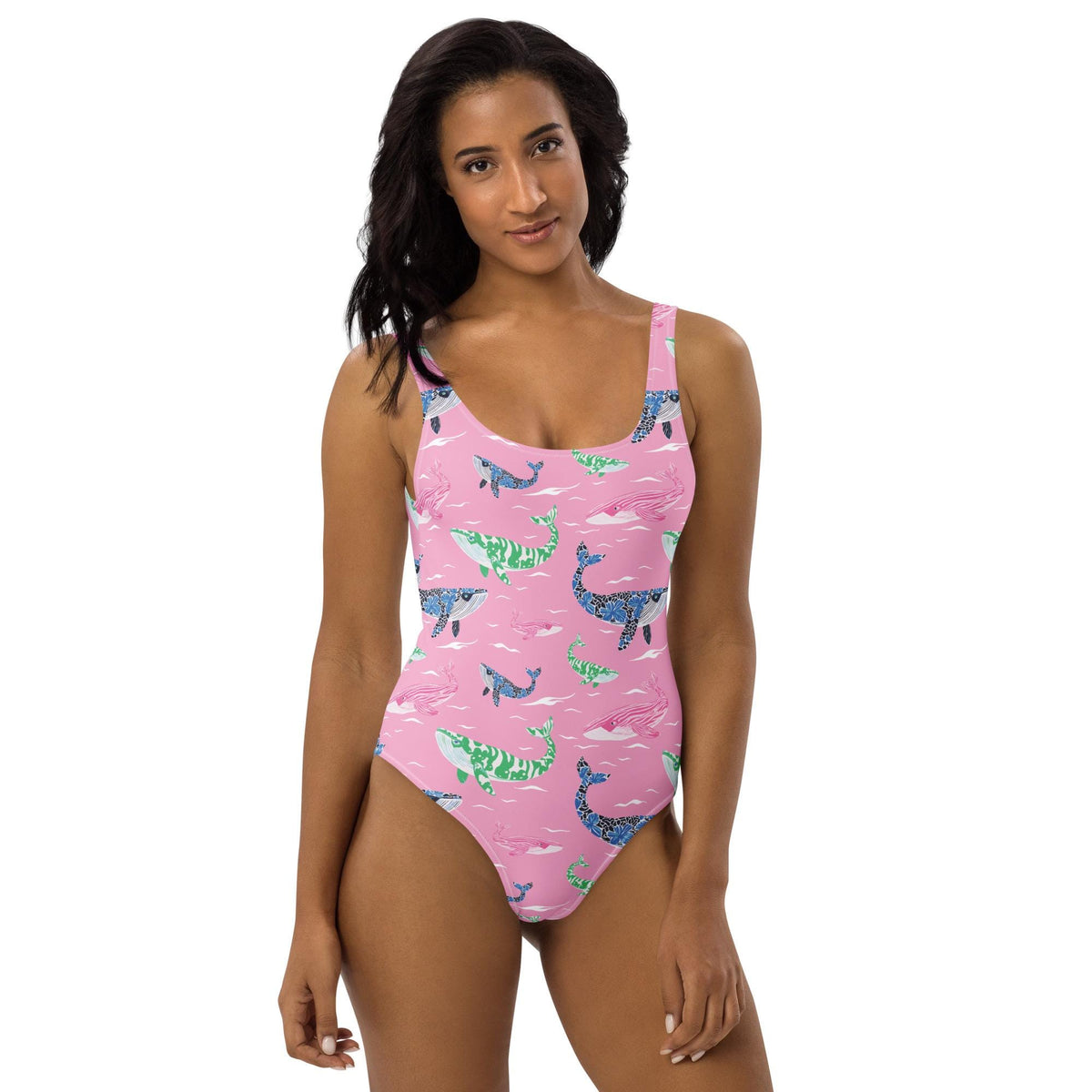 Whale of a Tale Coastal Preppy One-Piece Swimsuit