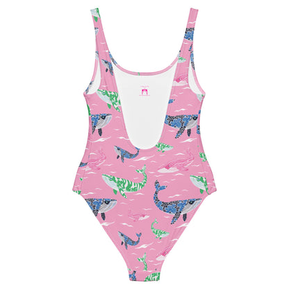 Whale of a Tale Coastal Preppy One-Piece Swimsuit