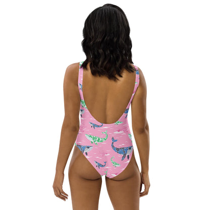 Whale of a Tale Coastal Preppy One-Piece Swimsuit