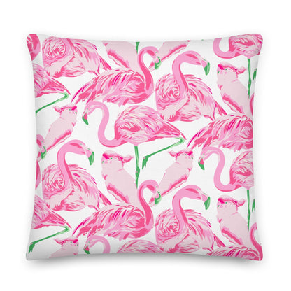 Palm Springs Flamingo Coastal Preppy Premium Pillow