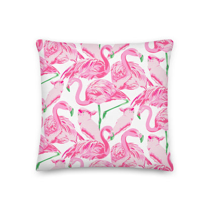 Palm Springs Flamingo Coastal Preppy Premium Pillow