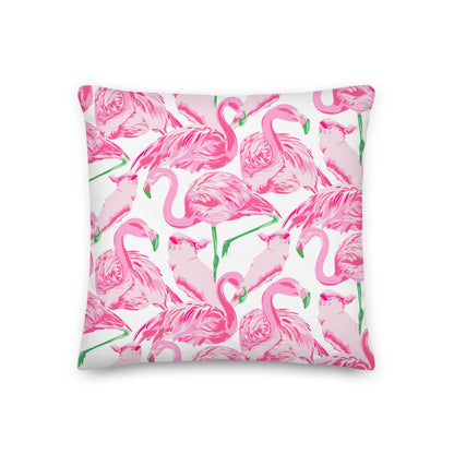 Palm Springs Flamingo Coastal Preppy Premium Pillow