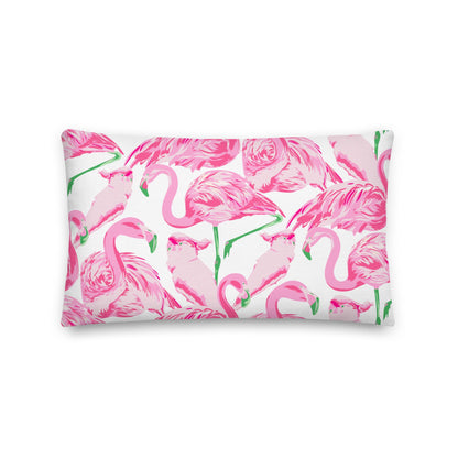 Palm Springs Flamingo Coastal Preppy Premium Pillow