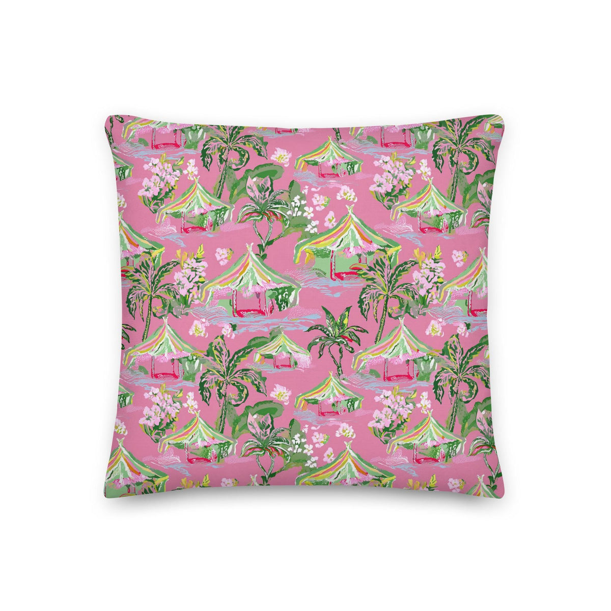 Palm Beach Tiki Hut Coastal Preppy Premium Pillow