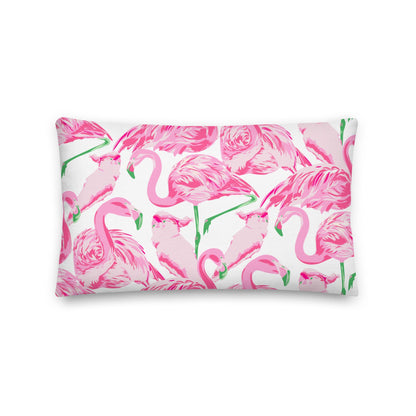 Palm Springs Flamingo Coastal Preppy Premium Pillow