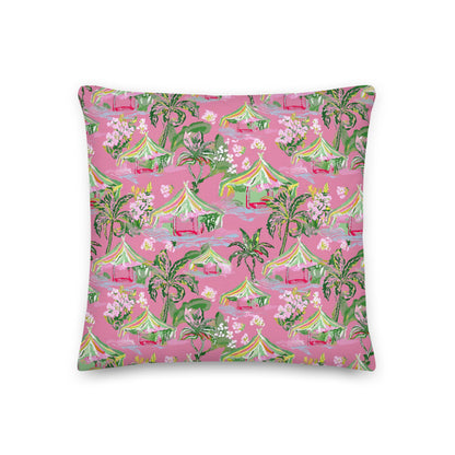 Palm Beach Tiki Hut Coastal Preppy Premium Pillow
