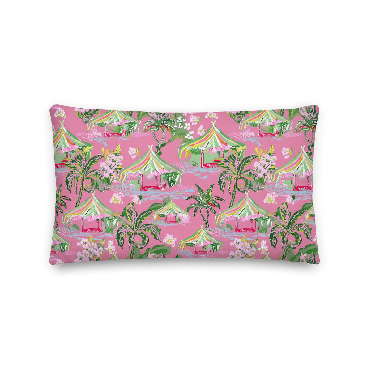 Palm Beach Tiki Hut Coastal Preppy Premium Pillow