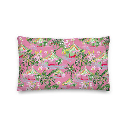 Palm Beach Tiki Hut Coastal Preppy Premium Pillow