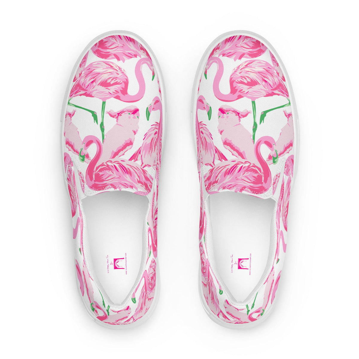 Palm Springs Flamingo Women’s slip-on canvas shoes in pink by The Happy Fun Shop, photo 2 of 8