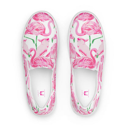 Palm Springs Flamingo Women’s slip-on canvas shoes in pink by The Happy Fun Shop, photo 2 of 8