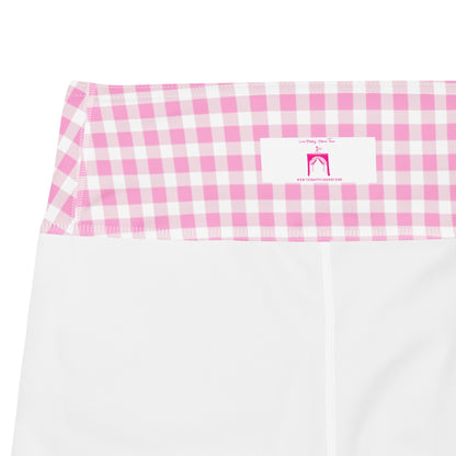 Scalloped Gingham Light Pink yoga capri leggings in light pink by The Happy Fun Shop, photo 7 of 8