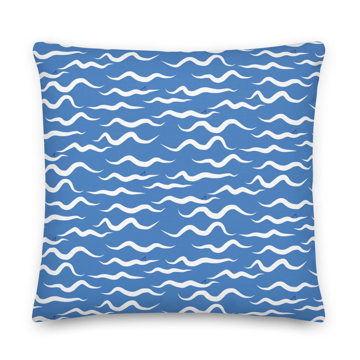 Shark Waves Blue Throw Pillow | Coastal Preppy Decor | Happy Ocean Style Beach House Pillow