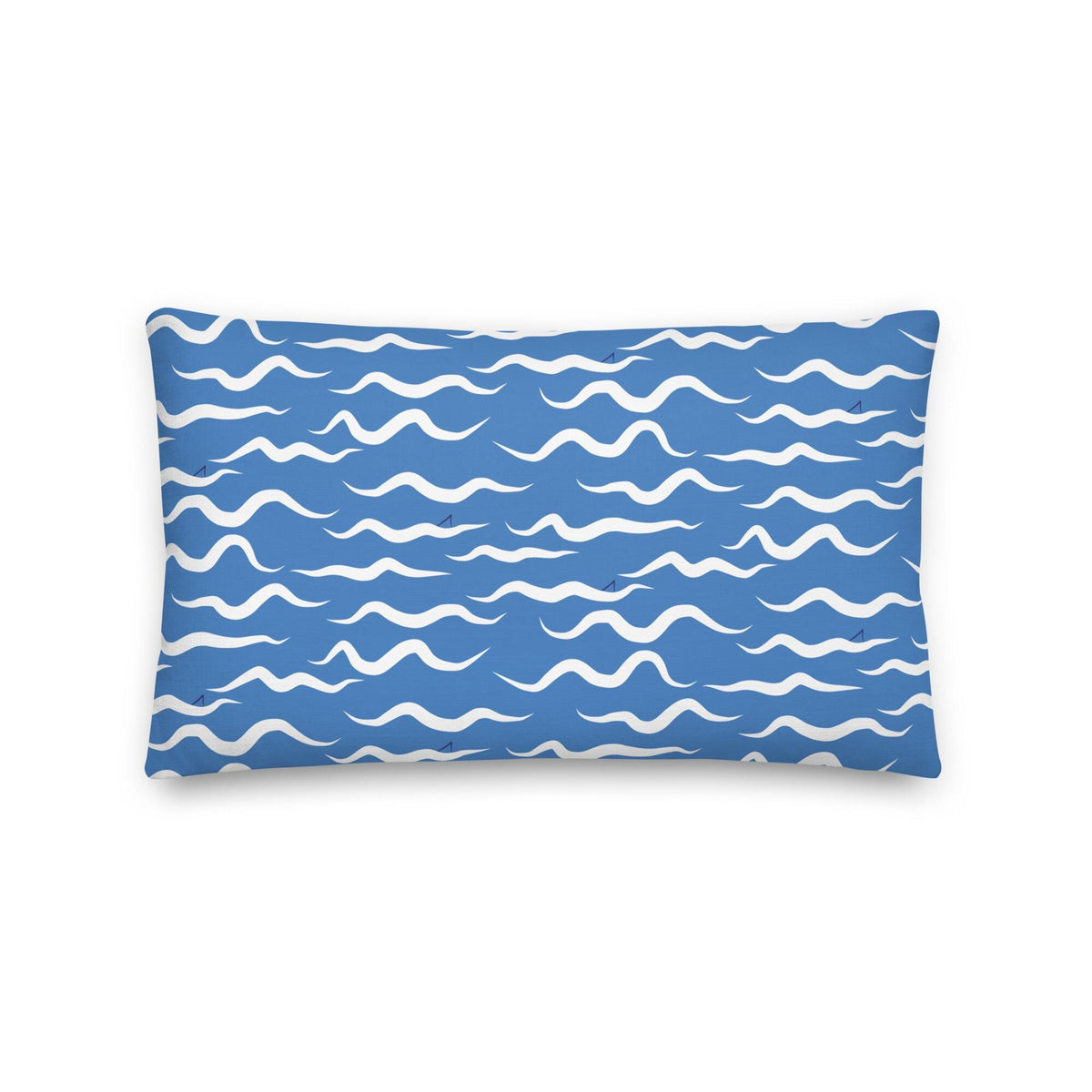 Shark Waves Blue Throw Pillow | Coastal Preppy Decor | Happy Ocean Style Beach House Pillow
