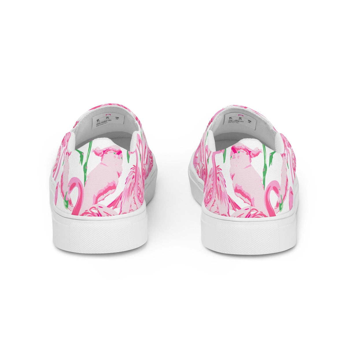 Palm Springs Flamingo Women’s slip-on canvas shoes in pink by The Happy Fun Shop, photo 3 of 8