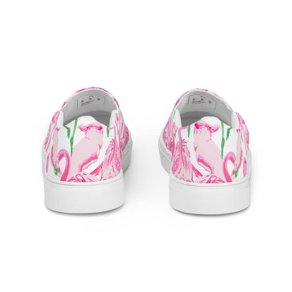 Palm Springs Flamingo Women’s slip-on canvas shoes in pink by The Happy Fun Shop, photo 3 of 8