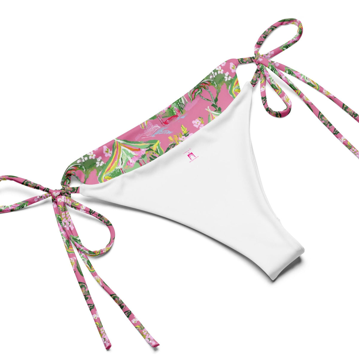 Palm Beach Tiki Hut Pink string bikini in pink by The Happy Fun Shop, photo 8 of 9