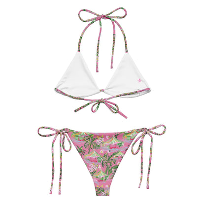 Palm Beach Tiki Hut Pink string bikini in pink by The Happy Fun Shop, photo 6 of 9