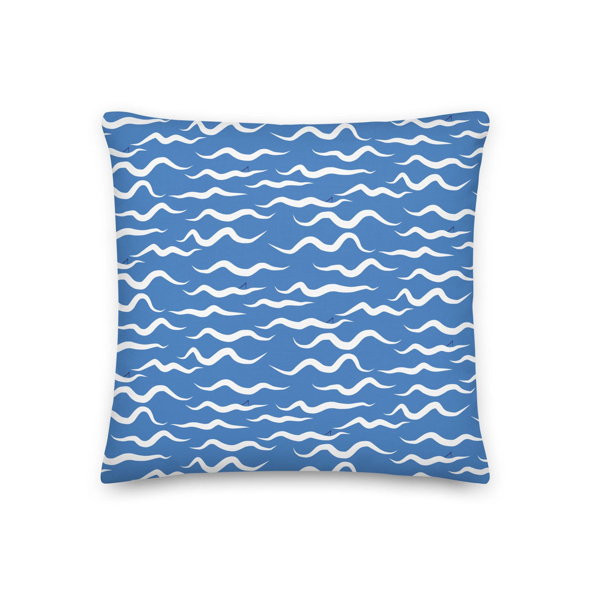 Shark Waves Blue Throw Pillow | Coastal Preppy Decor | Happy Ocean Style Beach House Pillow