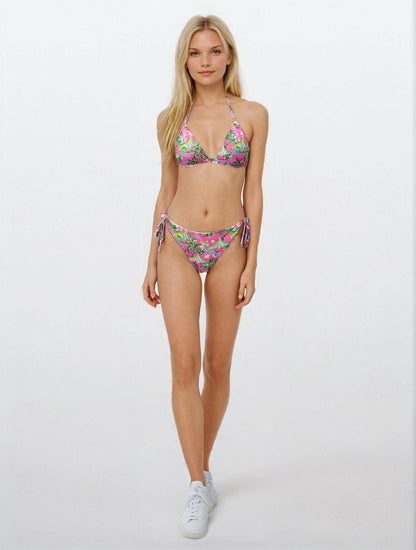 Palm Beach Tiki Hut Pink string bikini in pink by The Happy Fun Shop, photo 1 of 9