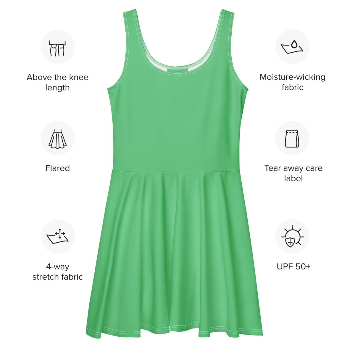 Jersey Knit Kelly Green Skater Dress womens casual