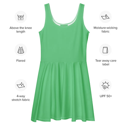 Jersey Knit Kelly Green Skater Dress womens casual