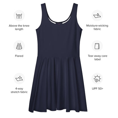 Jersey Knit Nautical Navy Skater Dress womens casual