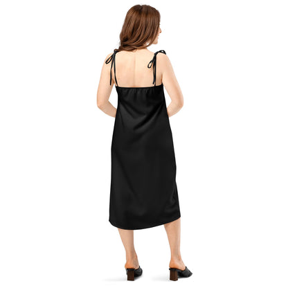 Jersey Knit Black Tie-strap midi dress womens casual