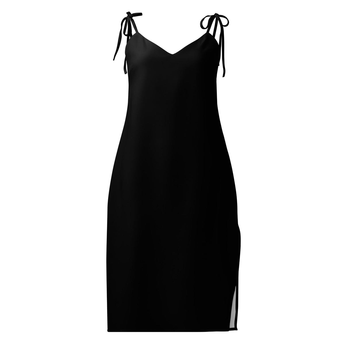 Jersey Knit Black Tie-strap midi dress womens casual