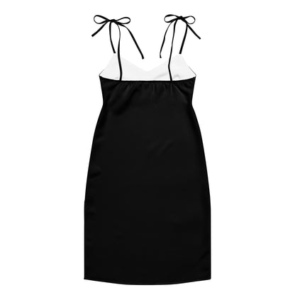 Jersey Knit Black Tie-strap midi dress womens casual