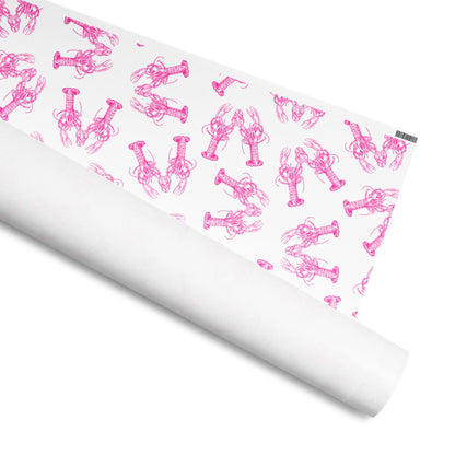 Lobster Love Pink gift wrap in pink by The Happy Fun Shop, photo 4 of 5