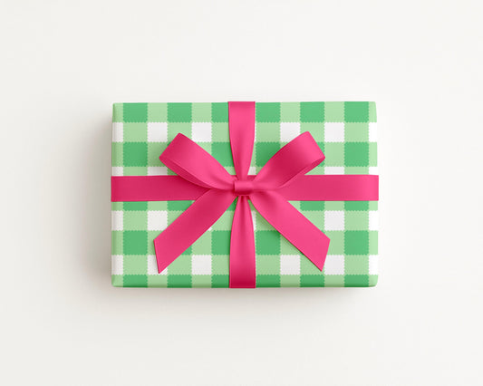Gingham Check Coastal Preppy Green Gift Wrap