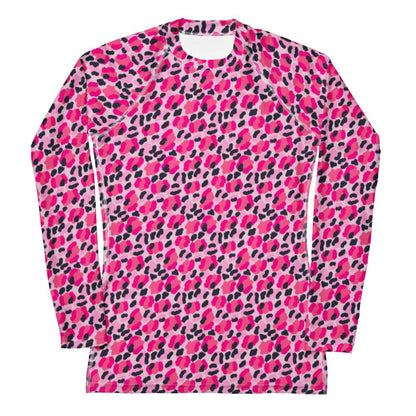 Leopard Pink Navy Coastal Preppy Women's Rash Guard