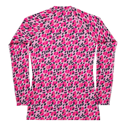Leopard Pink Navy Coastal Preppy Women's Rash Guard