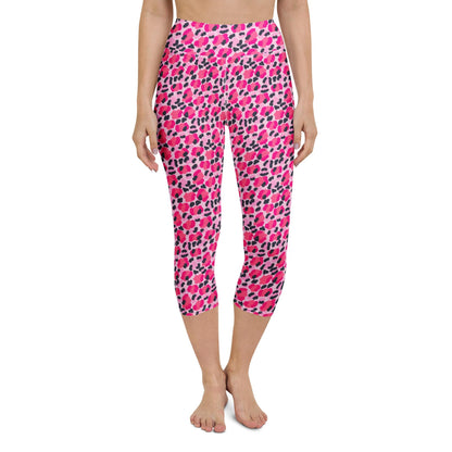 Leopard Pink Navy Coastal Preppy Yoga Capri Leggings
