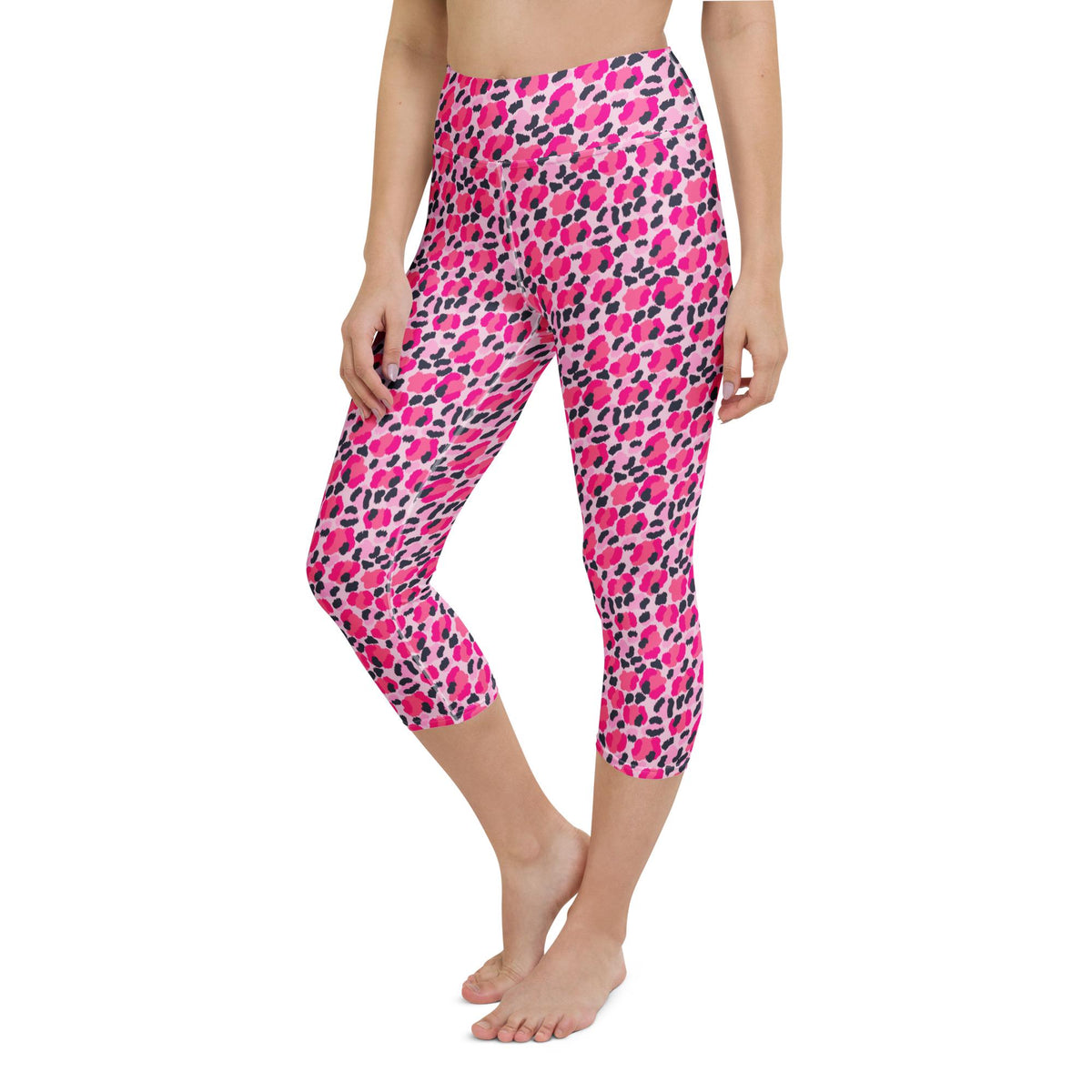 Leopard Pink Navy Coastal Preppy Yoga Capri Leggings