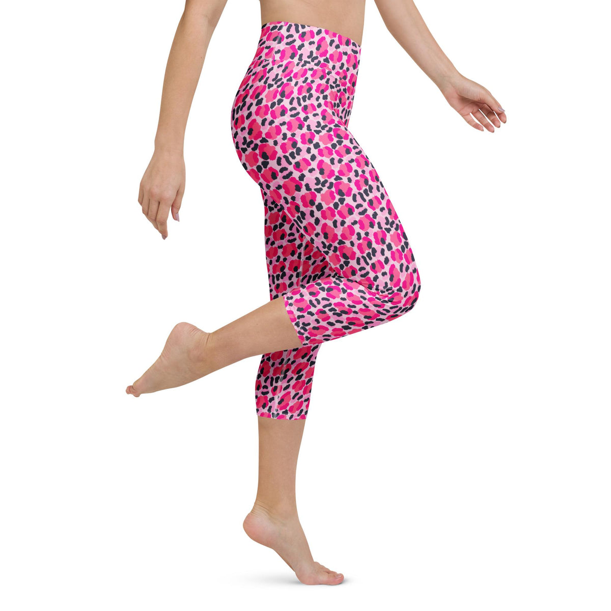 Leopard Pink Navy Coastal Preppy Yoga Capri Leggings