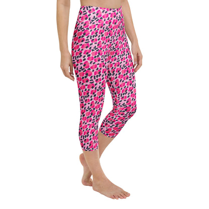Leopard Pink Navy Coastal Preppy Yoga Capri Leggings
