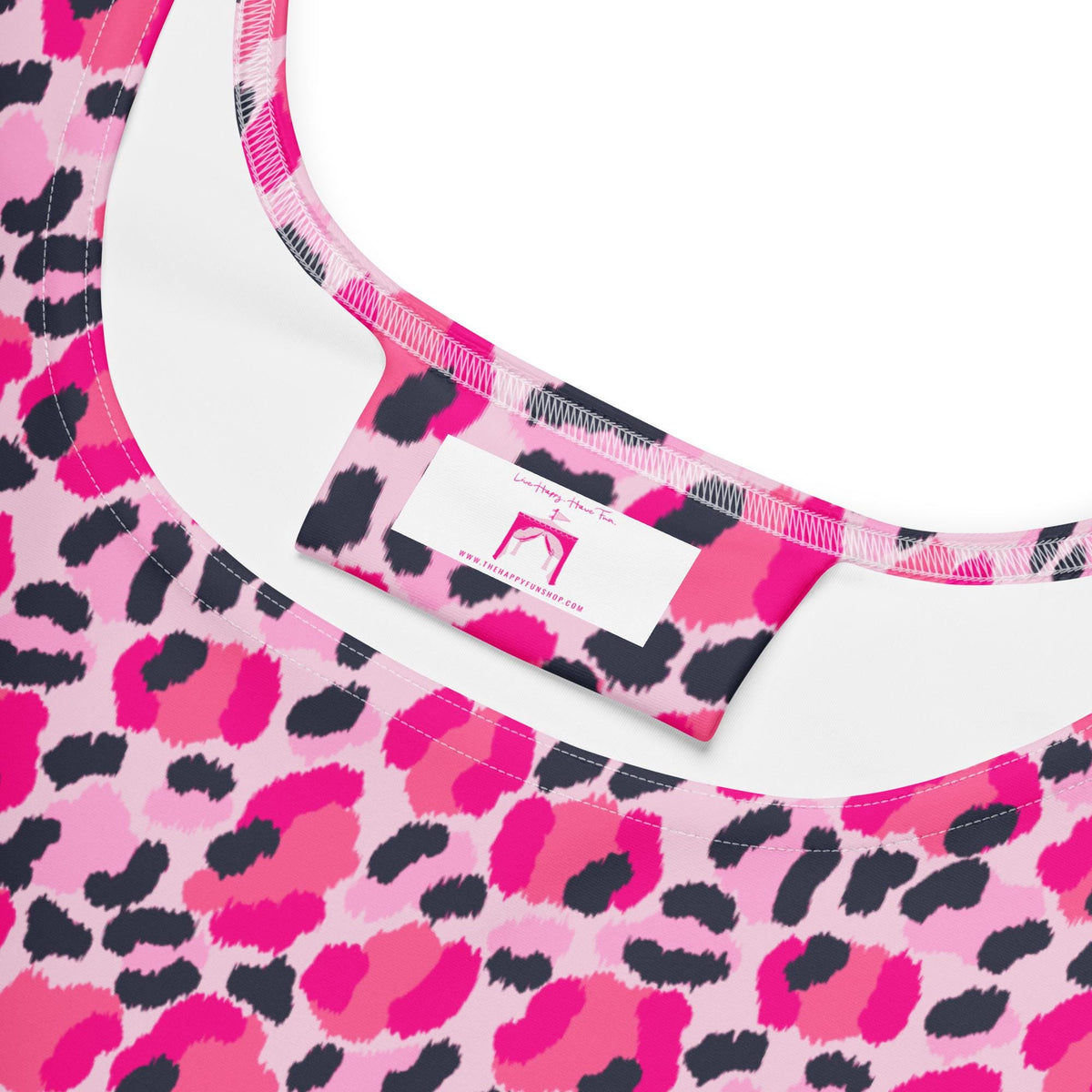 Jersey Knit Leopard Pink Navy Coastal Preppy Skater Dress womens casual