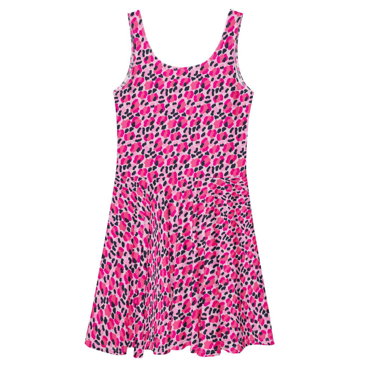 Jersey Knit Leopard Pink Navy Coastal Preppy Skater Dress womens casual