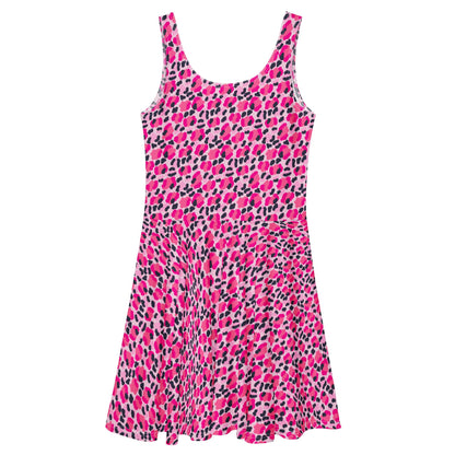 Jersey Knit Leopard Pink Navy Coastal Preppy Skater Dress womens casual