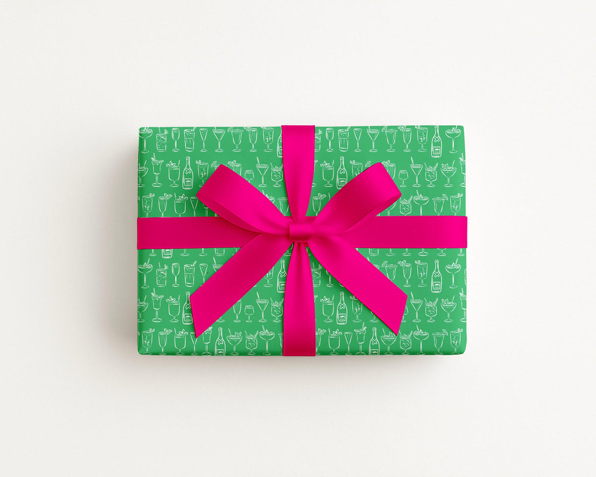 Cocktails Green gift wrap in green by The Happy Fun Shop, photo 1 of 5