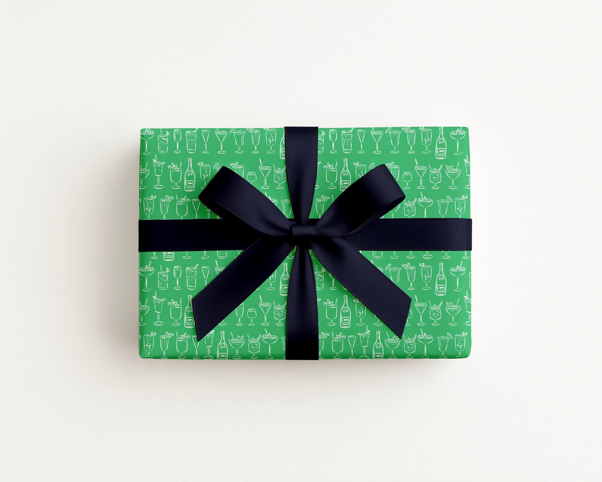 Cocktails Green gift wrap in green by The Happy Fun Shop, photo 2 of 5
